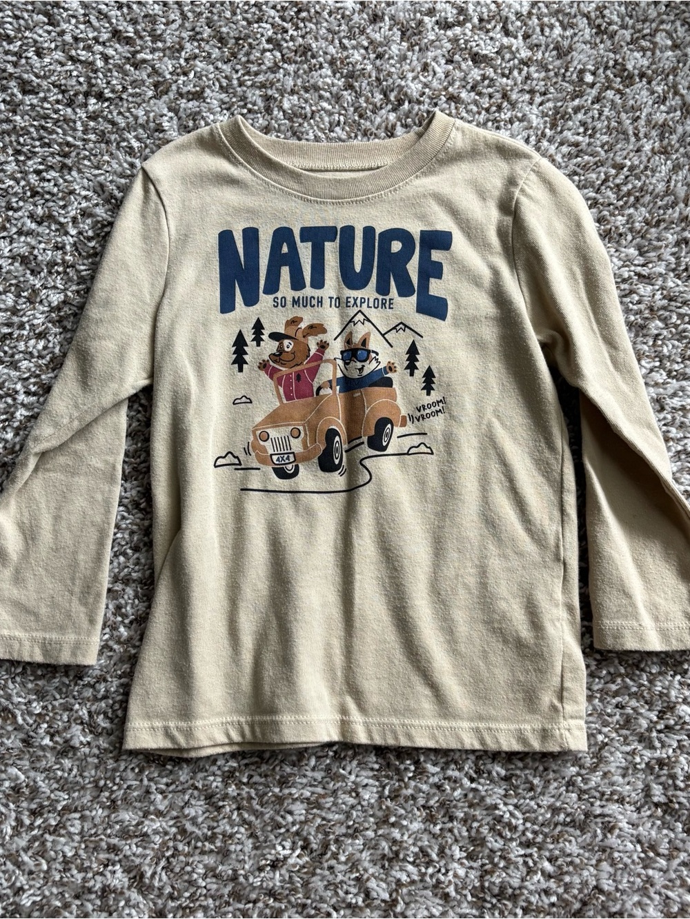 Garanimals Tan Long-Sleeve 'Nature' Graphic Tee with Blue Lettering